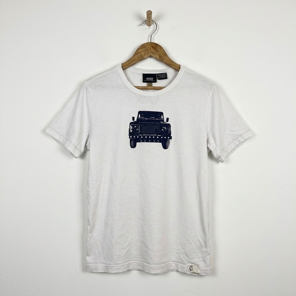 G-Star Raw Mens Small White Graphic T-Shirt Land Rover Defender Style Off-Road